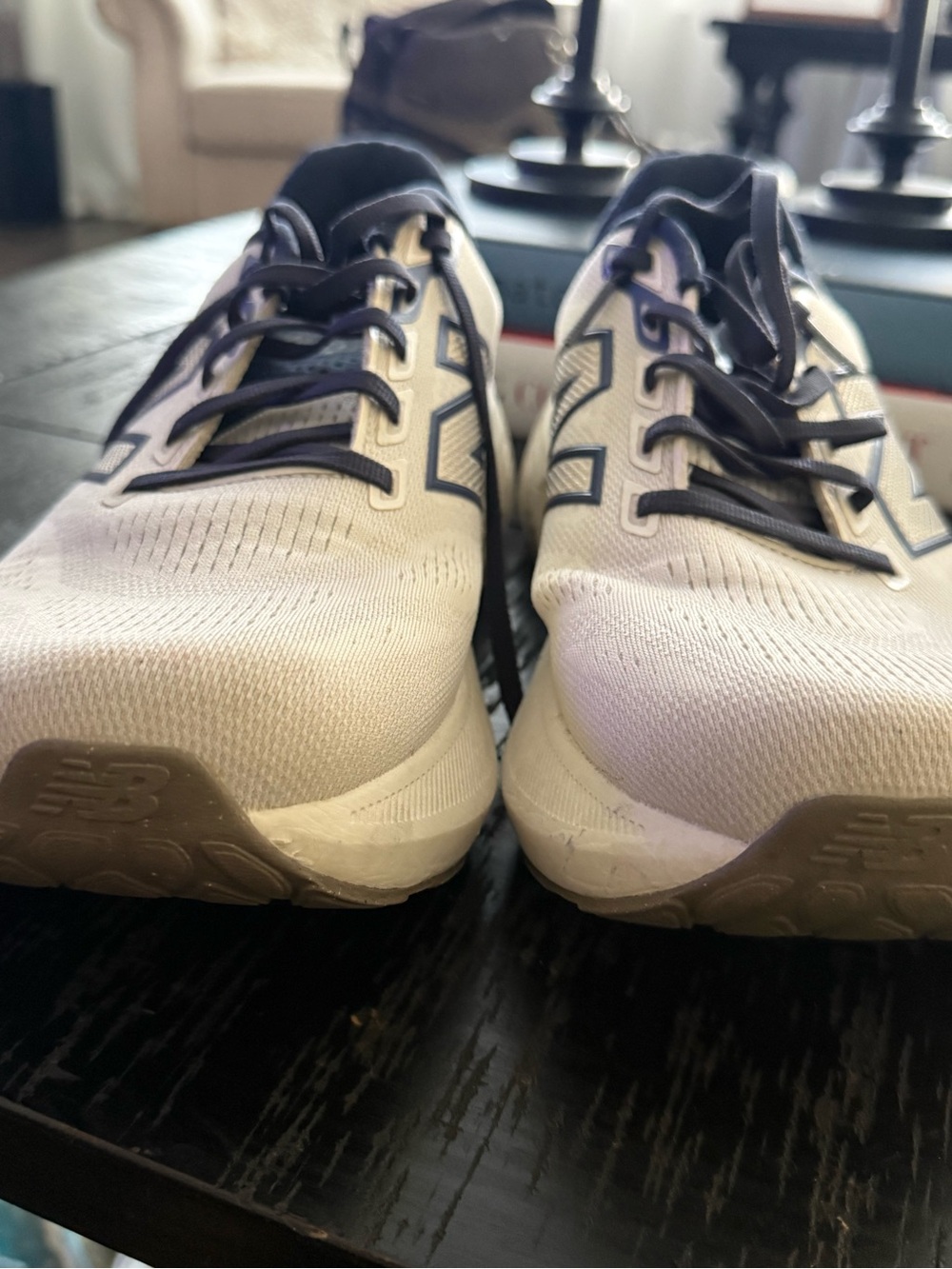 New Balance Men's White and Navy Blue Athletic Sneakers